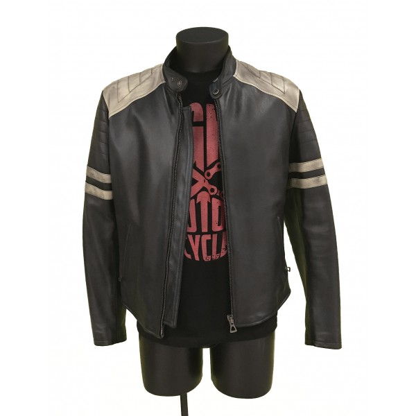 EIGHT Leather Jacket mod. "Biker Black & ...
